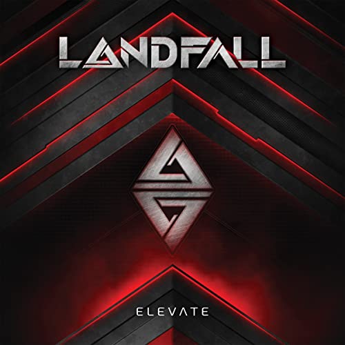 CD cover for Landfall’s “Elevate” with geometric red and grey design.