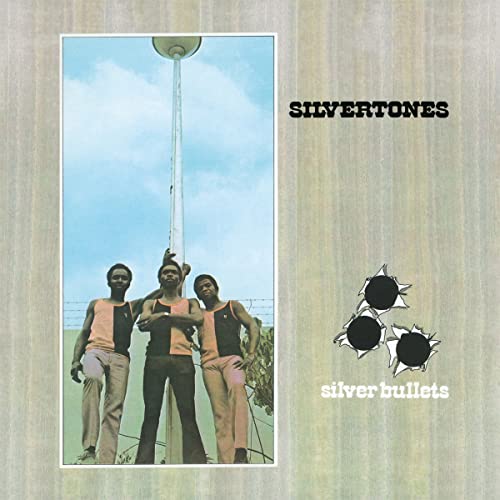 Album cover for The Silvertones’ “Silver Bullets” featuring three men and bullet graphics.