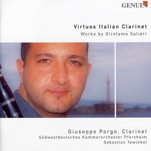 CD cover featuring a clarinetist, Giuseppe Porgo, and orchestral details.
