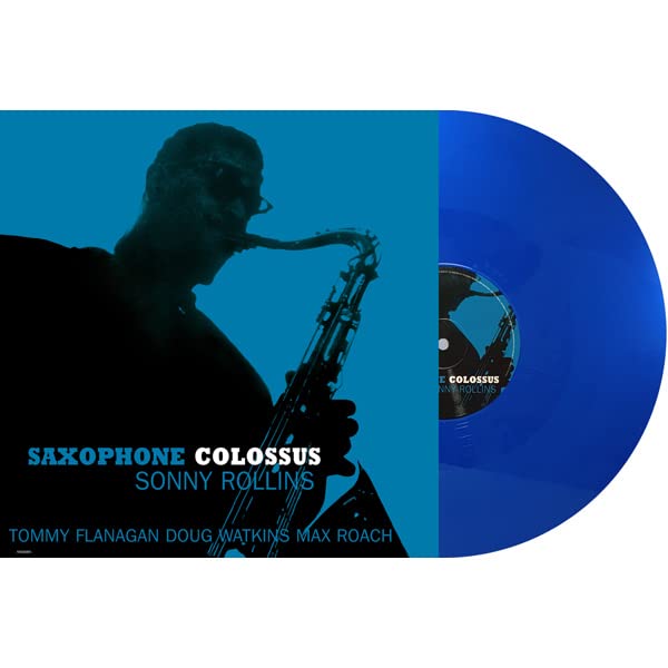 Sonny Rollins “Saxophone Colossus” vinyl record with blue and black cover.
