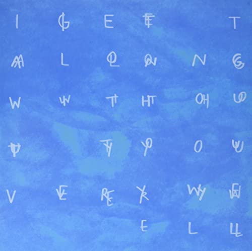Light blue vinyl record cover with abstract white lettering.
