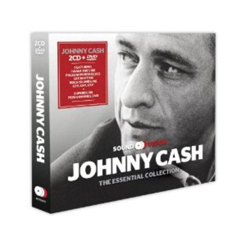 Johnny Cash CD cover with black and white portrait and red details.