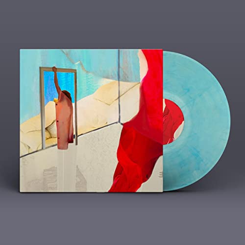 Vinyl record with abstract cover art featuring a figure and doorway.