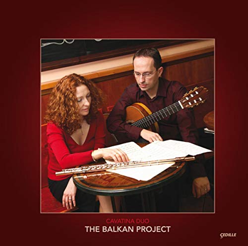 Cavatina Duo album cover featuring a flutist and guitarist.