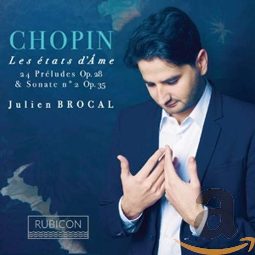 CD cover featuring pianist Julien Brocal and text “Chopin.”