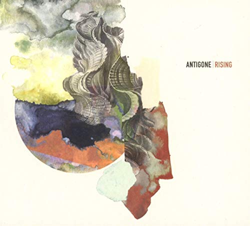 "Album cover with abstract watercolor design and 'Antigone Rising' text on a beige background."