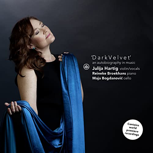 CD cover featuring Julija Hartig, a woman with closed eyes and blue fabric.