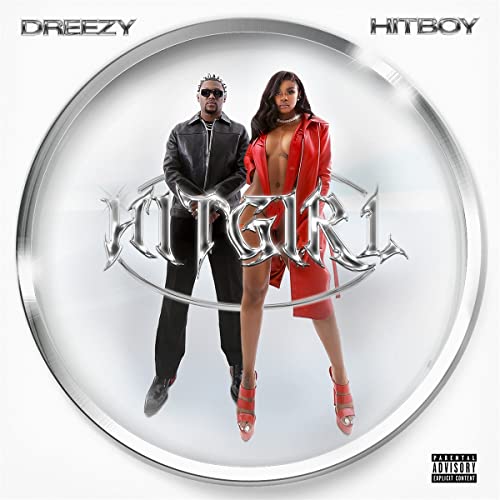CD cover for Dreezy’s “Hitgirl” featuring Hitboy, showing two people in red and black.