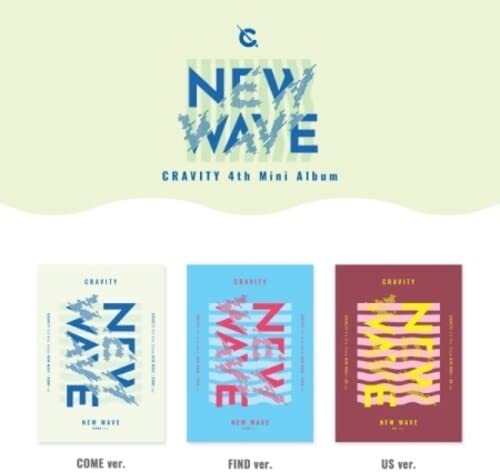Cravity’s “New Wave” album cover with three color variations shown.
