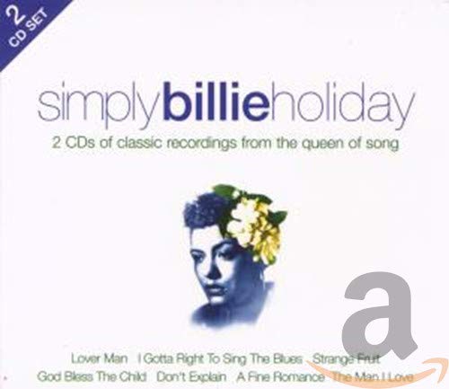 Two-CD set of Billie Holiday’s music with her portrait and floral headpiece.