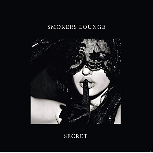 Black and white CD cover featuring a woman with a lace mask and cigarette.