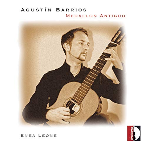 CD cover: man playing classical guitar, sepia toned portrait.