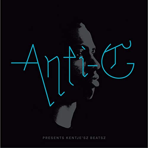 Black album cover with a profile portrait and blue neon text.