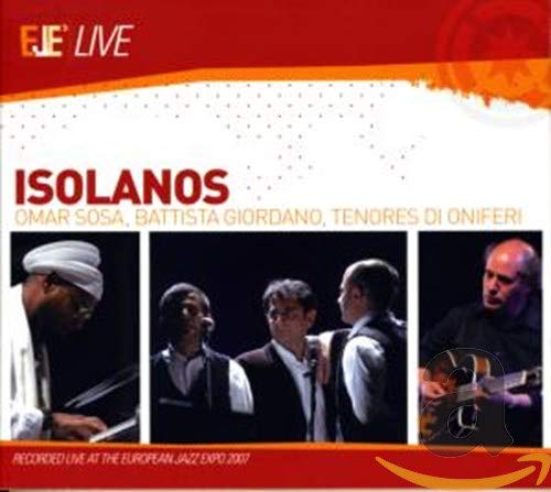CD cover for Omar Sosa’s “Isolanos” featuring three musician portraits.