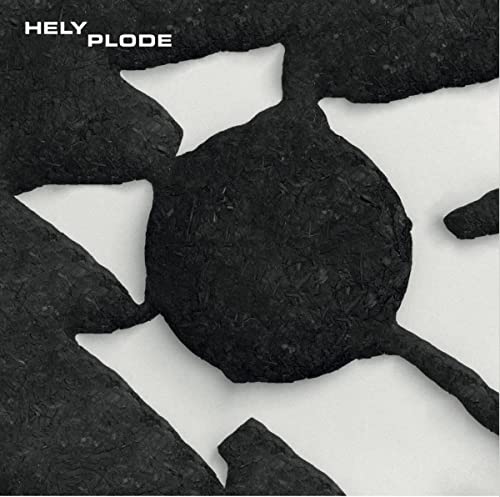 CD cover for Hely’s “Plode” featuring abstract black textured shapes on white.