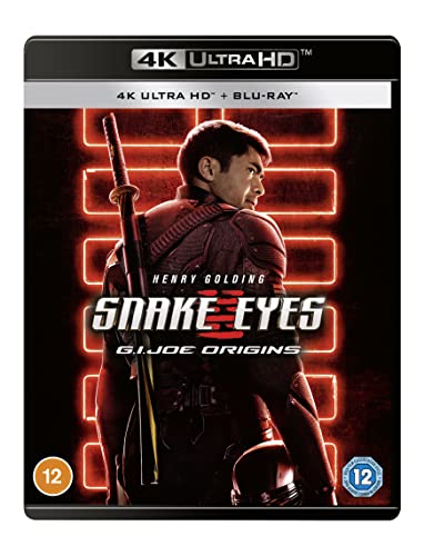 “Snake Eyes” G.I. Joe Origins 4K Blu-ray case featuring a soldier with a sword.