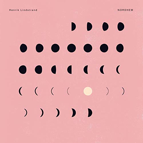 A pink album cover with black moon phases and a white full moon.