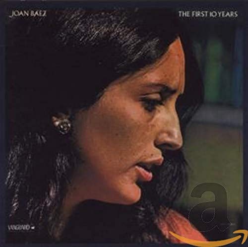 CD cover of Joan Baez, a close-up portrait in black and white.
