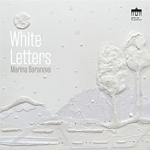 CD cover for "White Letters" by Marina Baranova, abstract white textures.