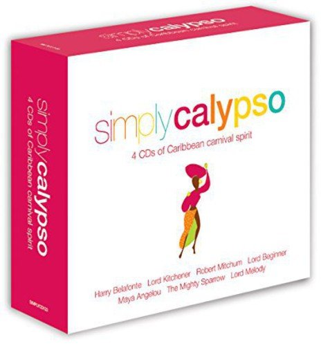 Four-CD set, “Simply Calypso,” with a dancer illustration and artist names.