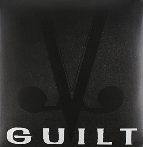 Black vinyl record cover with a large white "V" and the word "GUILT".