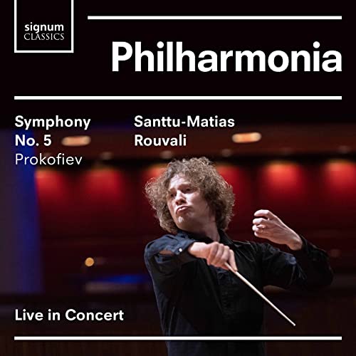 CD cover: conductor Santtu-Matias Rouvali with orchestra, text “Philharmonia.”