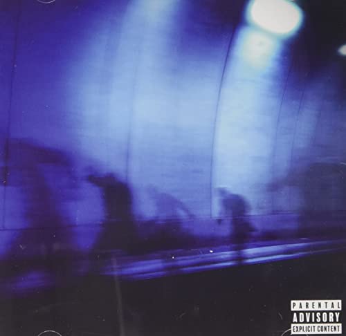 Blue-toned CD cover with blurred figures and a parental advisory label.