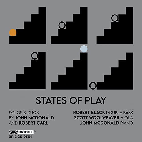 CD cover with abstract black staircases and floating circles.