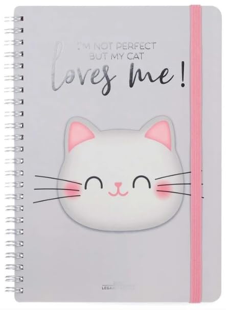 Legami - Large Spiral Weekly Calendar, 12 Months, from January 2024 to December 2024, Folding Planner 2024/2025, Elastic Closure, Final Pocket, Address Book, 15x21 cm, Kitty Theme