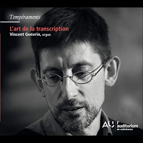 CD cover: Portrait of Vincent Genvrin, organist, in black and white.