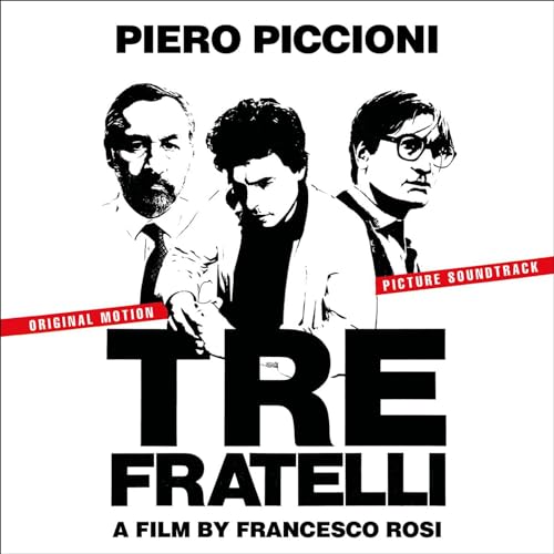 CD cover for Piero Piccioni’s “Tre Fratelli” soundtrack, featuring three men’s portraits.