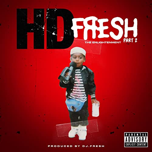 Album cover with a young boy holding a microphone against a red background.