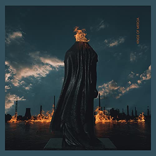 CD cover: cloaked figure with flaming crown, industrial landscape background.