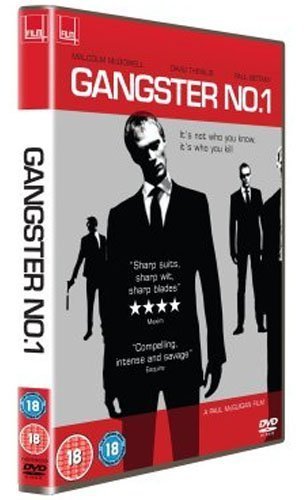 Gangster No. 1" DVD cover featuring a man in a suit and silhouetted figures.