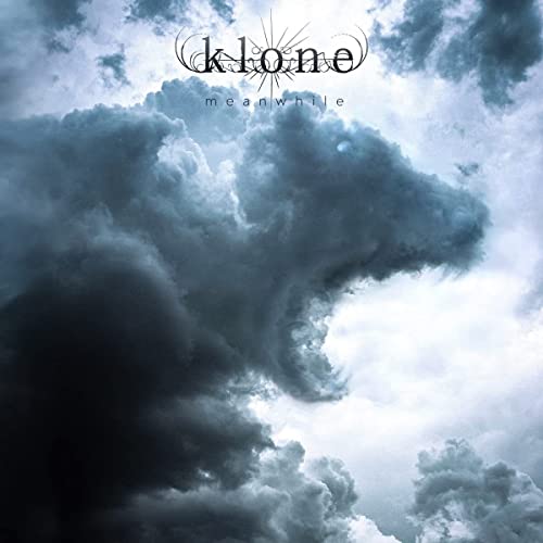 Album cover for Klone’s “Meanwhile” featuring dark, swirling storm clouds.
