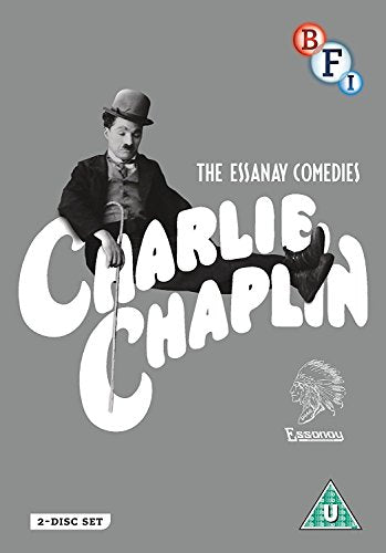 DVD cover featuring Charlie Chaplin in a bowler hat, holding a cane, on a gray background.