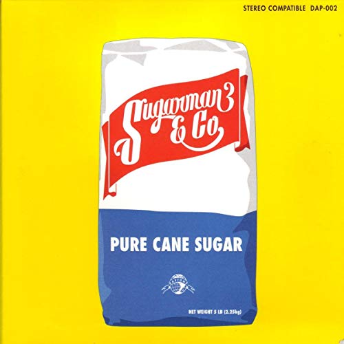 Yellow CD cover featuring an illustration of a bag of sugar.