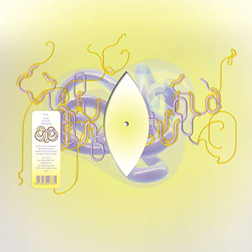 Björk's "Family" vinyl record cover with abstract yellow and purple design.