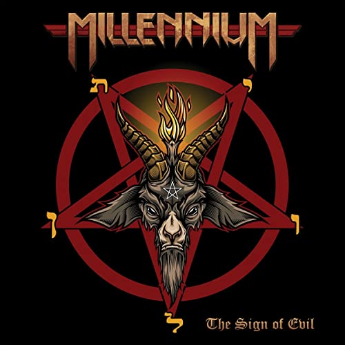 Black album cover featuring a pentagram with a goat’s head inside.