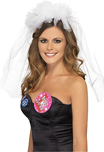 Smiffys Women's Bachelorette Night Veil, White, One Size, 26836