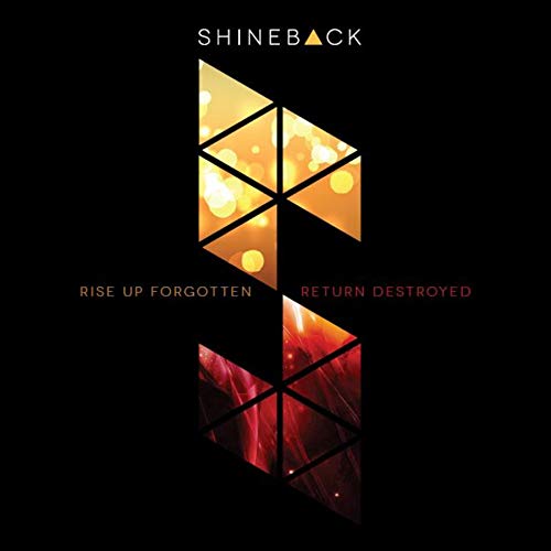 "Album cover with geometric shapes and text on a black background."