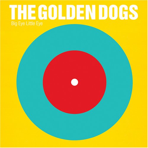 The image is a CD cover with a yellow background, teal and red circles, and white text.