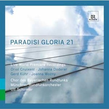CD cover with blue border, cloudy sky, and "Paradisi Gloria 21" title.