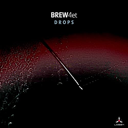 CD cover for “Brew 4et - Drops” with a dark, wet, abstract design.