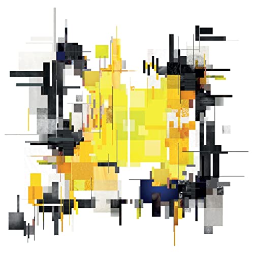 Abstract geometric artwork in yellow, black, and white; CD cover.