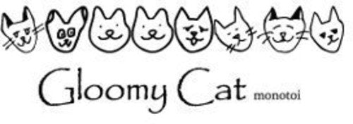 Line of sketched cat faces above the text "Gloomy Cat" and "monotoi".