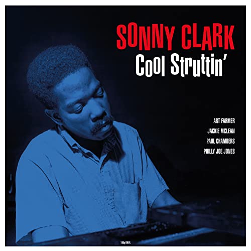 Sonny Clark album cover: portrait of a man with "Cool Struttin'" text.