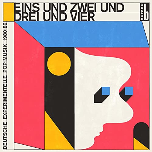 Vinyl record cover with abstract geometric shapes and a face profile.
