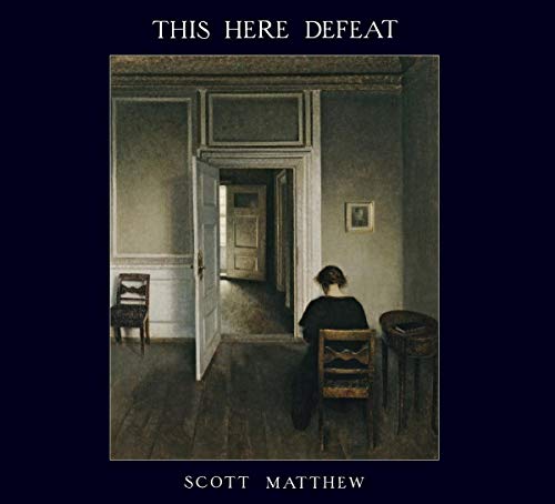 "Album cover with painting of a person sitting in a dimly lit room."
