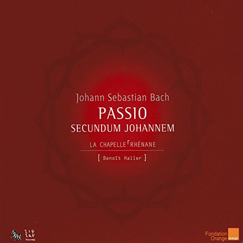 Red CD cover with white text, featuring "Johann Sebastian Bach" and "Passio Secundum Johannem".